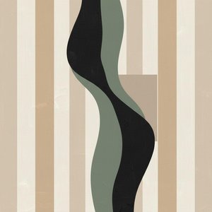 Monolithic Serenity: An Organic Interplay Of Charcoal And Sage Within Linear Rhythms — Laurent Fabre