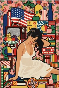 Ecos Fragmentados De Una Musa Vibrante En Síntesis De Pop Art Geométrico — Arthur Tessier