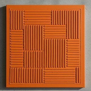Monolitické Rytmy V Barvě Spálené Oranžové: Jedinečná Studie Taktilní Geometrické Harmonie — David Moreau