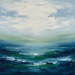 Ephemeral Dialogue Between Azure Sky And Emerald Depths At Dawn's Edge — Christian Noiret