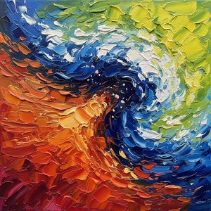 Chromatic Vortex: A Singular Study In Kinetic Energy And Sculptural Impasto Motion — Christian Noiret
