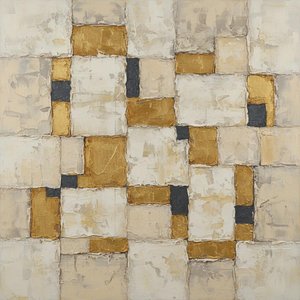 Fragments D'or De La Mémoire Dans Une Grille Tectonique De Crème Vieillie Et De Fusain — David Moreau