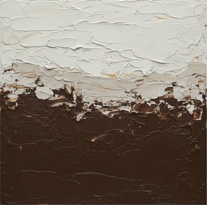 Erosive Horizon Of Umber And Cream In Sculptural Impasto Relief — David Moreau