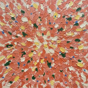 Radiant Emergence In Coral And Cerulean: A Singular Gestural Study — Marc Duvallier