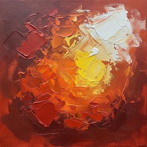 Nucleo Radiante Di Braci Solari In Un'esplosione Monumentale Di Impasto Cremisi — Christian Noiret