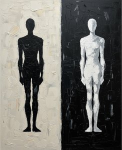 Eternal Duality: A Monumental Study Of Light And Shadow In Sculptural Impasto