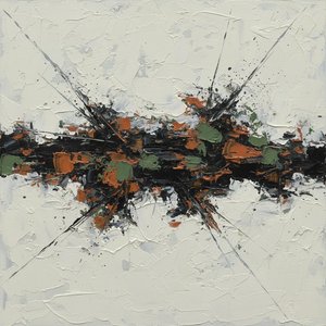 Fragmentierter Kern: Ein Explosiver Monolith Aus Holzkohle, Olive Und Gebrannter Sienna — Christian Noiret