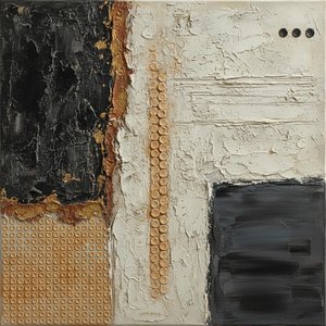 Charcoal Fractures Amidst Heavy Cream Impasto And Ochre Traces — David Moreau
