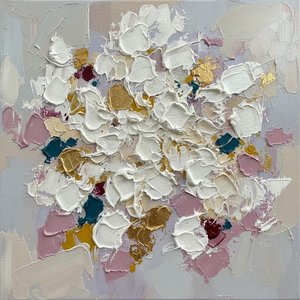 Radiant Centrifugal Burst Of Gilded Impasto And Ethereal Rose Textures — David Moreau