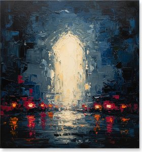 Luminous Void Amidst Midnight Shadows: A Monolithic Fragment Of Urban Solitude — Christian Noiret