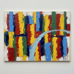 Verticalità Ritmica In Pigmento Primario Con Un Capolavoro Ad Arco Azzurro Traslucido — Christian Noiret