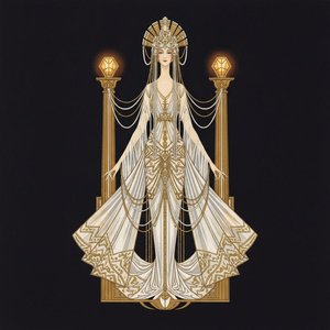 Vergoldete Ikone In Gold Und Schwarzem Glanz — Valentin Laurent De Courcey, Art Déco