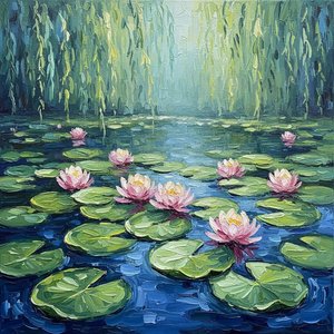Ethereal Reflections Of Willow And Bloom In A Serene Impasto Masterpiece — Christian Noiret