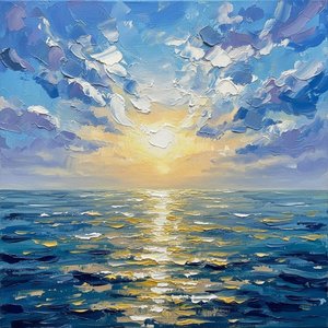 Radiant Horizon: A Singular Impasto Study Of Solar Light And Oceanic Serenity — Christian Noiret