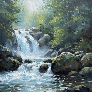 Ephemeral Descent: A Singular Vision Of Cascading Waters And Mossed Stone — Christian Noiret