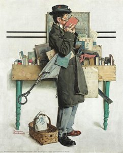 The Bookworm (man With Nose In Book) — Norman Rockwell