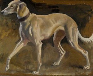 Studie Eines Hundes Für Lady Munnings Auf Dem Grauen Jäger — Sir Alfred James Munnings