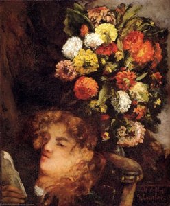 Head Of A Woman With Flowers — Gustave Courbet