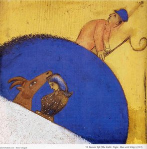 Peasant Life (the Stable Night Man With Whip) — Marc Chagall