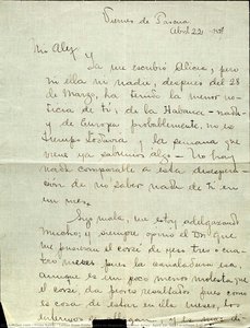 Letter From Frida Kahlo To Alejandro Gómez Arias, April 22, 1927\n\npage 1 Of 2 — Frida Kahlo