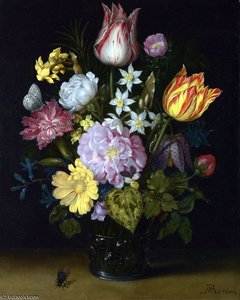 Flowers In A Glass Vase — Ambrosius The Elder Bosschaert