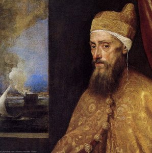 Portrait Of The Doge Francesco Venier (detail) — Titian