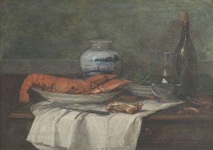 Still Life With Lobster On A White Tablecloth (nature Morte Au Homard Sur Un Nappe Blanche) — Eugène Louis Boudin