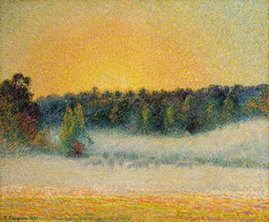 Setting Sun And Fog, Eragny — Camille Pissarro