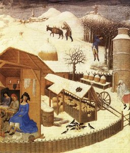 Les Très Riches Heures Du Duc De Berry: Fevrier (february), Detail — Limbourg Brothers