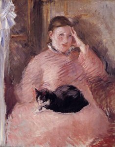 Woman With A Cat, Portrait Of Madame Manet — Édouard Manet