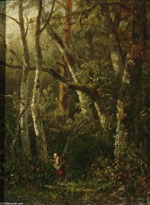 A Woman Picking Berries In The Woods — Антоній Якобус Ван Вінгаердт