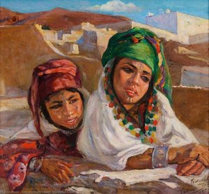 Fillettes Regardant Du Haut D'une Terrasse — Nasreddine Dinet