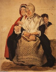 Two Women And A Boy (study For 'the Covenanters Preaching') — George Harvey