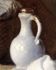 A Lady And Two Gentlemen (detail) — Johannes Vermeer