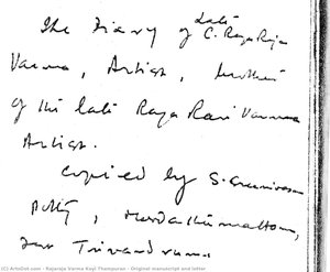 Original Manuscript And Letter — Rajaraja Varma Koyithampuran