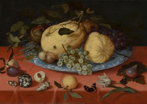 Natura Morta Con Frutta, Conchiglie E Tulipano — Balthasar Van Der Ast