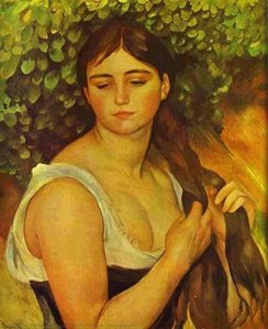 Girl Braiding Her Hair (suzanne Valadon) — Pierre-auguste Renoir
