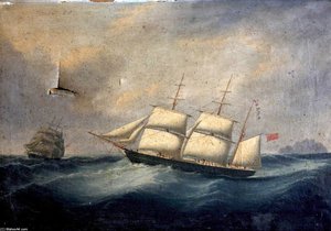 The Barque 'hugenot' In A Gale