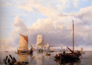 Shipping On The Scheldt With Antwerp In The Background — Jan Hermanus Koekkoek