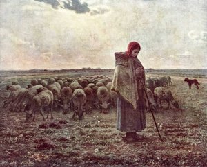 Shepherdess With Her Flock — Jean-françois Millet