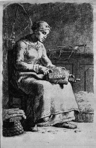 Woman Carding Wool — Jean-françois Millet