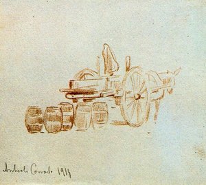Sketch Of A Carriage And Barrels