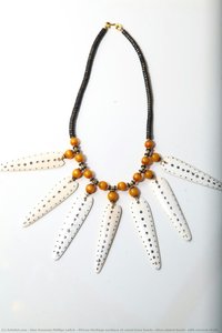 African Heritage Necklace Of Camel Bone Beads, Silver Plated Beads, With Coconut Shells — Alan Donovan
