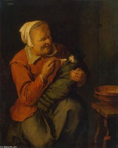 Peasant Woman with a Cat