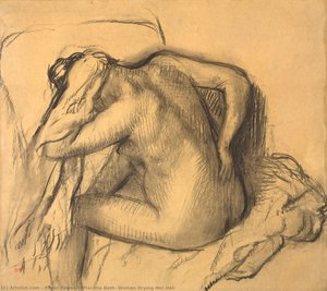 Po Koupeli, Žena Si Vlasy Osušuje — Hilaire-germain-edgar Degas