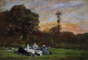 Luncheon On The Grass, The Family Of Eugene Manet — Eugène Louis Boudin