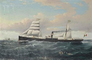 The Italian Steamship Acordat Off The South Stack Lighthouse — William H Yorke