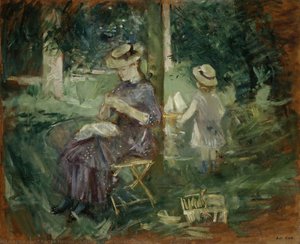 A Woman and Child in a Garden