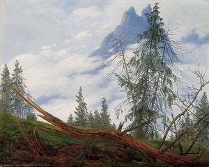Mountain Peak with Drifting Clouds