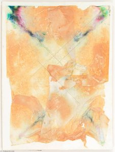 Untitled (white Paper Napkin With Brown, Blue, Green, And Red Staining) — Joseph Cornell